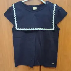 ネイビー 　セーラー　半袖シャツ　プティマイン