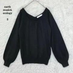 earth music&ecology ラメニット ブラック ウール混 長袖 S