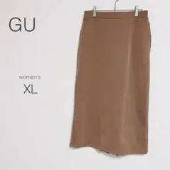 【ジーユー】ロングスカート【XL】バックスリット ウエストゴム 大きめ 美品