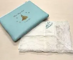 新品未使用 ディズニー　シンデレラ 　ハンカチ&ポーチ　ブルー　白