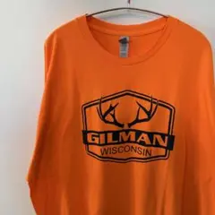 GILDAN Tシャツ オレンジ 2XL 鹿ロゴ ビッグサイズ ストリート 古着