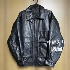 フェイクレザージャケット　ブラック　中綿入り