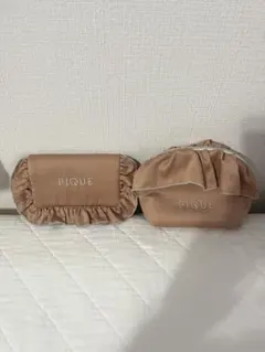 PIQUE フリルデザイン ポーチ2個セット