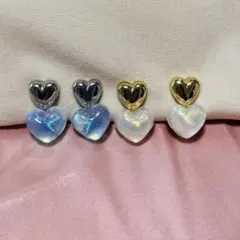 ハート型クリップ式イヤリング 4点セット