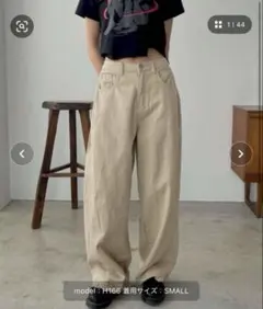 FOLLOWIN ベーシックセミストレートワイドチノパン