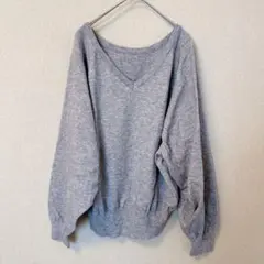 アズールバイマウジー【L】Vネック ボリューム袖 ニット セーター グレー 美品