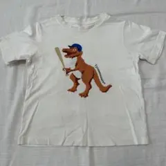 GU キッズ Tシャツ 恐竜 スパンコール ホワイト