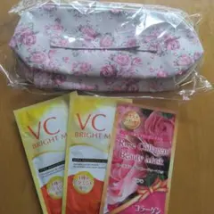 オージオVCブライトマスク2枚　RCビューティマスク1枚　薔薇のスクエアポーチのサムネイル