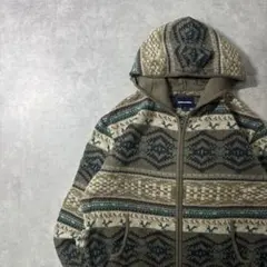 thisisneverthat フェアアイル柄 ジップアップニットパーカー