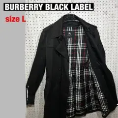 バーバリーブラックレーベル トレンチコート ノバチェック 黒 L ベルト