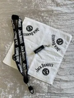 Jack Daniel's ミニタオル、ネックストラップ、キーライト3点セット