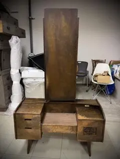 アンティーク風 鏡台 ドレッサー 木製 三面鏡 コンセント付き - メルカリ
