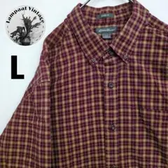 US古着 フランネルシャツ Eddie Bauer ワインレッド L