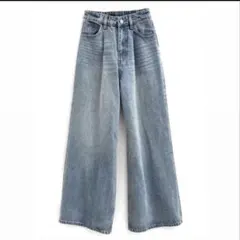 GRL ルーズワイドデニムパンツ cu512 Sサイズ ブルー