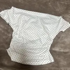 ウィメンズ ドット柄 シャーリング オフショルダー Tシャツ Mサイズのサムネイル