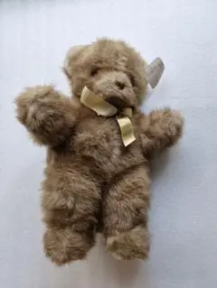 オーバーオールを着たブラウンのテディベア ぬいぐるみ 昭和レトロ