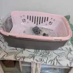 犬用キャリーバッグ ピンクとグレー