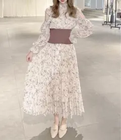 【美品】スナイデル＊ウエストリブフレアスリーブプリーツワンピース