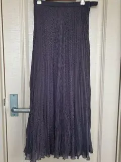 CECI OU CELA 紺と白のストライプ プリーツロングスカート