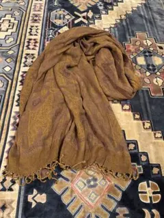 大判 エスニック柄 ブラウンストール ヴィンテージ