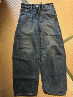 GU ワイドレッグデニムパンツ XS 丈短め