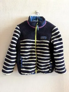 RUGGEDWORKS ボアフリースジャケット ネイビーと白のストライプ