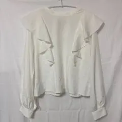 新品・Anbre Ciel・ホワイトフリル長袖ブラウス・Fのサムネイル