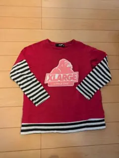 XLARGE 赤/黒ストライプ 長袖カットソー