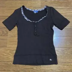 バーバリーブルーレーベル　半袖ニットカットソー38 ブラウン