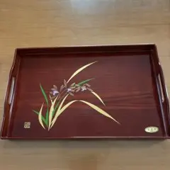 漆製花柄トレー