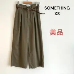 美品✨サムシング　ワイドパンツ ガウチョパンツ　タック　ベルト付き　ハイウエスト