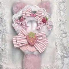 10cm ちびぐるみ ぬい服 にじぱぺっと ピンクネコちゃん しっぽ付き 35