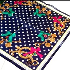 新品　訳あり　CELINE　セリーヌ　ドット　リボン　ゴールドチェーン柄