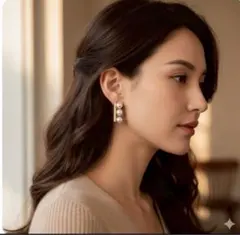 パール3連 ピアス ゴールド ラインストーン 結婚式 フォーマル 高見え 上品