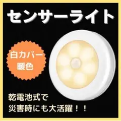 センサーライト LED 暖色 人感 室内 電池 玄関 丸型 白カバー 補助照明