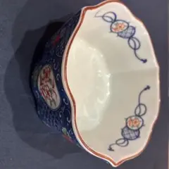 青色花柄角型ボウル 日本製