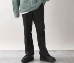 センタープレス/裏起毛 フレアパンツ ブラック