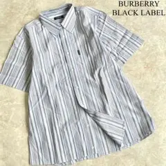 BURBERRY BLACK LABEL 日本製 ストライプ柄 半袖 シャツ 3