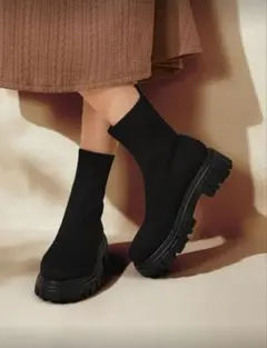 shein ニットブーツ ソックスブーツ 25.5cm