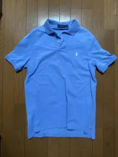 ライトブルーポロシャツ刺繍ロゴ付き