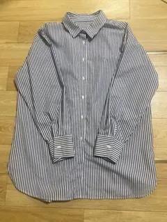 ストライプオーバーシャツ　ブルー　フリーサイズ