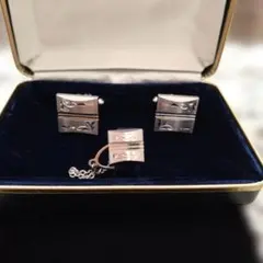 カフスボタン タイピン セット シルバーカラー