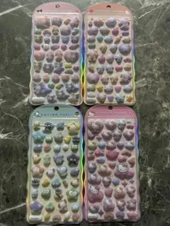 正規品　コットンパフィー　シール　はぴだんぶい　クロミ　キティー4個セット