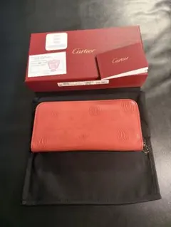 Cartier バーガンディ レザー 長財布 - メルカリ