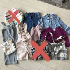 子供服8点セット　2〜3歳　サロペット　デニム　カーディガン　Tシャツ　ポーチ