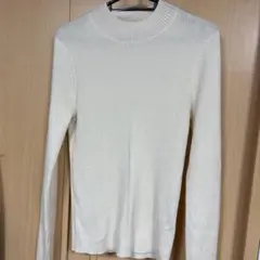 アイボリー リブ編み 長袖セーター