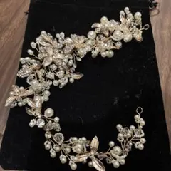 フラワーパールヘアアクセサリー ウェディングヘッドアクセサリー