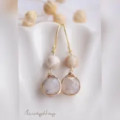 フォッシルコーラル ピアス