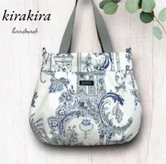 ハンドメイドバッグ　ヨーロッパ輸入生地　大きめタックトートバッA4