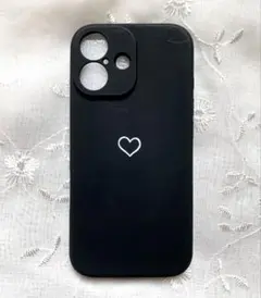 iPhone17 シリコンソフトケース レンズ保護 ハート ブラック ポイント①